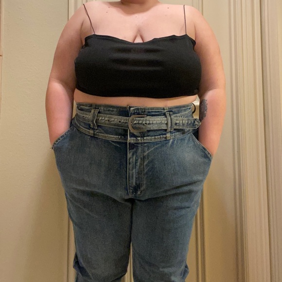 Forever 21 Denim - High waisted denim medium wash jeans with belt detail